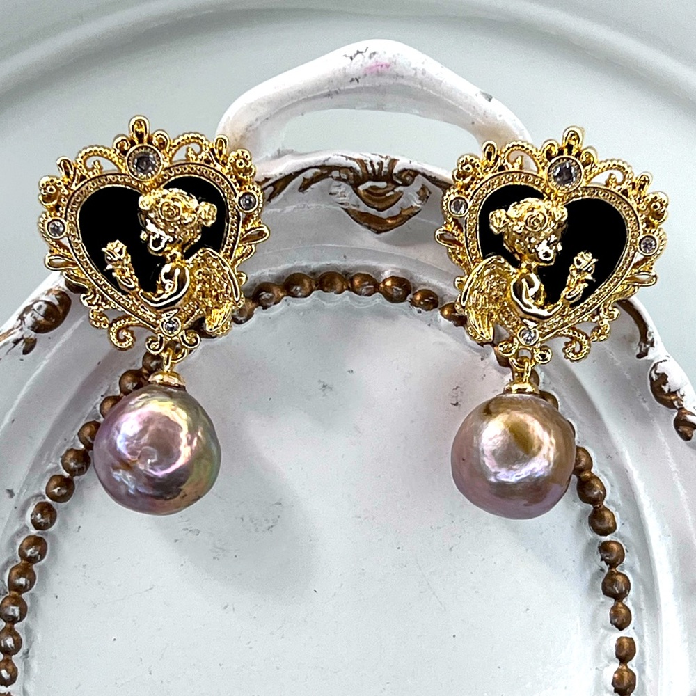 Handmade Freshwater Edison Lavender Green Pearl Earrings S925 SS Posta